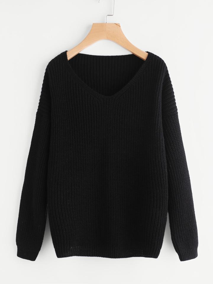 Shein V Neck Drop Shoulder Jumper
