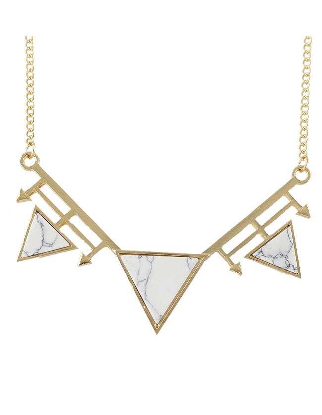 Shein White Turquoise Triangle Pendant Necklace