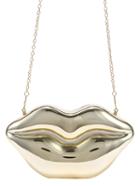 Shein Metallic Gold Lip Clutch With Chain