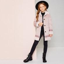 Shein Girls Single Breasted Suede Coat