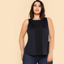 Shein Plus Lace Applique Curved Hem Tank Top