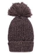 Shein Brown Ribbed Knit Hat With Pom