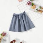 Shein Girls Embroidery Belted Flare Skirt