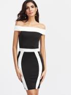 Shein Color Block Off The Shoulder Sheath Dress