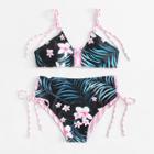 Shein Lace Up Tropical Bikini Set
