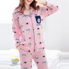 Shein Polar Bear Print Shirt & Pants Pj Set