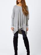 Shein Grey Loose Asymmetric Sequined T-shirt