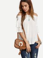Shein White Off The Shoulder Elasticated Blouse