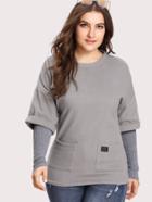 Shein Drop Shoulder Contrast Sleeve 2 In 1 Tee