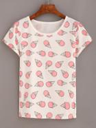 Shein Ice Cream Print T-shirt - Pink