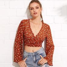 Shein Floral Print Knot Back Wrap Top