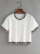 Shein Printed Contrast Trim Crop Top