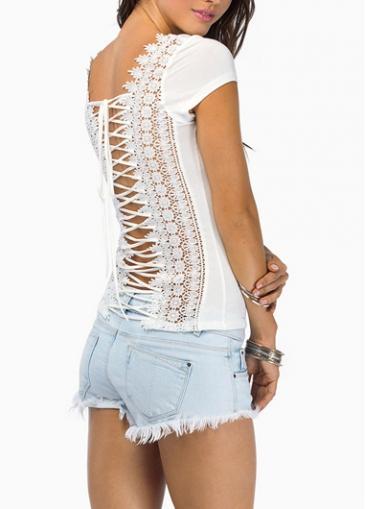 Rosewe Chic Short Sleeve Round Neck White T Shirt