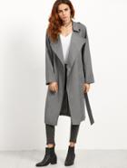 Shein Grey Pockets With Belt Coat