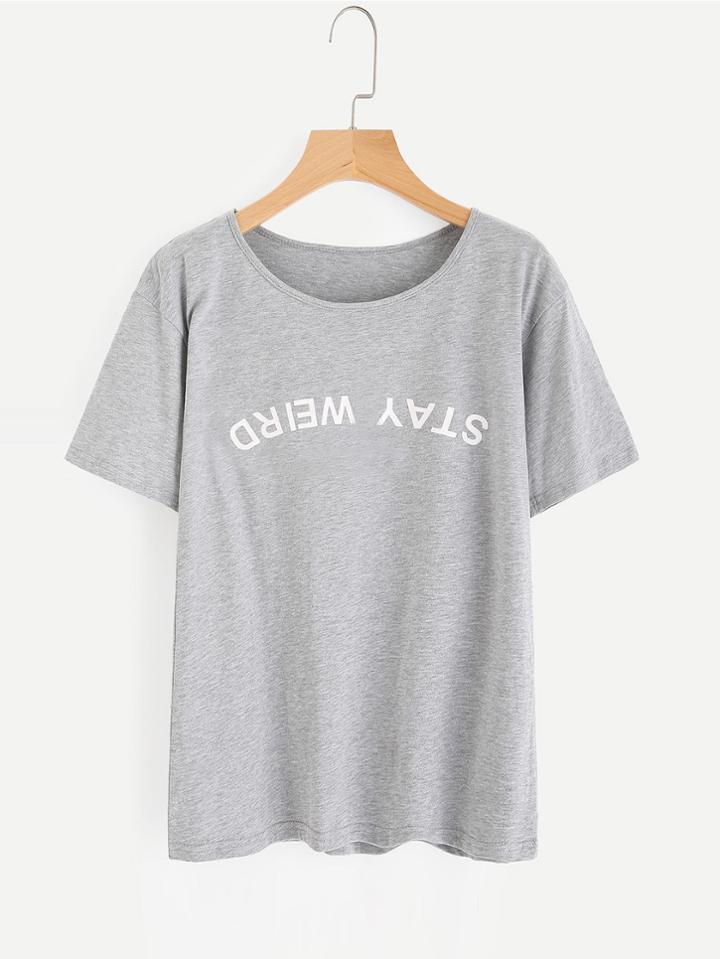Shein Heather Knit Graphic Tee