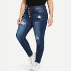 Shein Plus Bleach Wash Ripped Butted Jeans