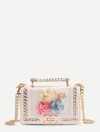 Shein Random Color Flower Embellished  Chain Bag With Handle
