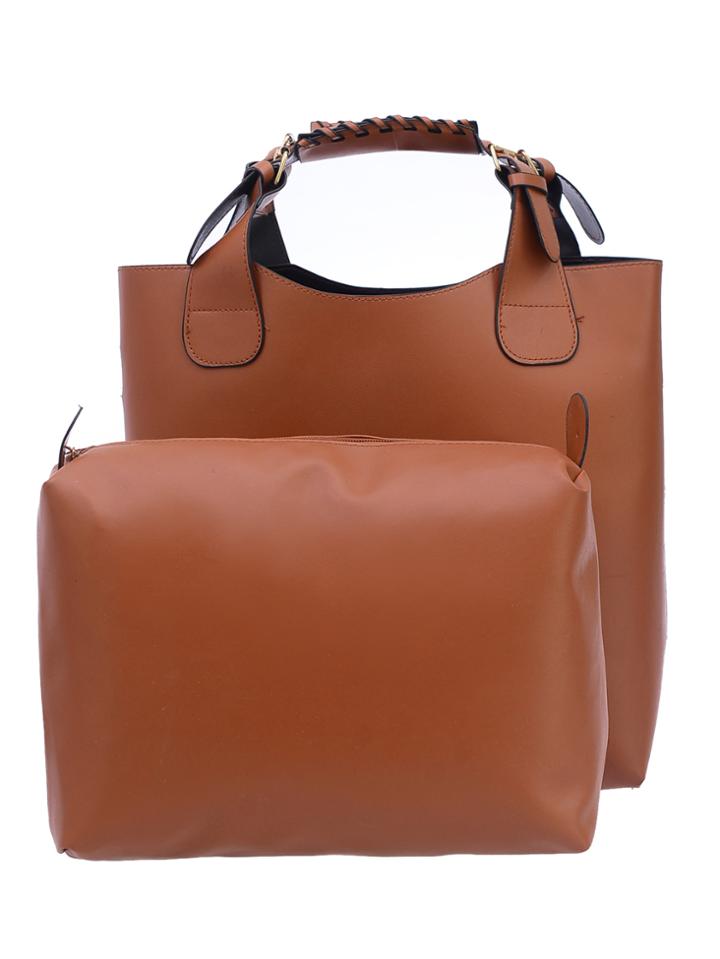 Shein Buckled Handle Tote Bag With Cosmetic Bag