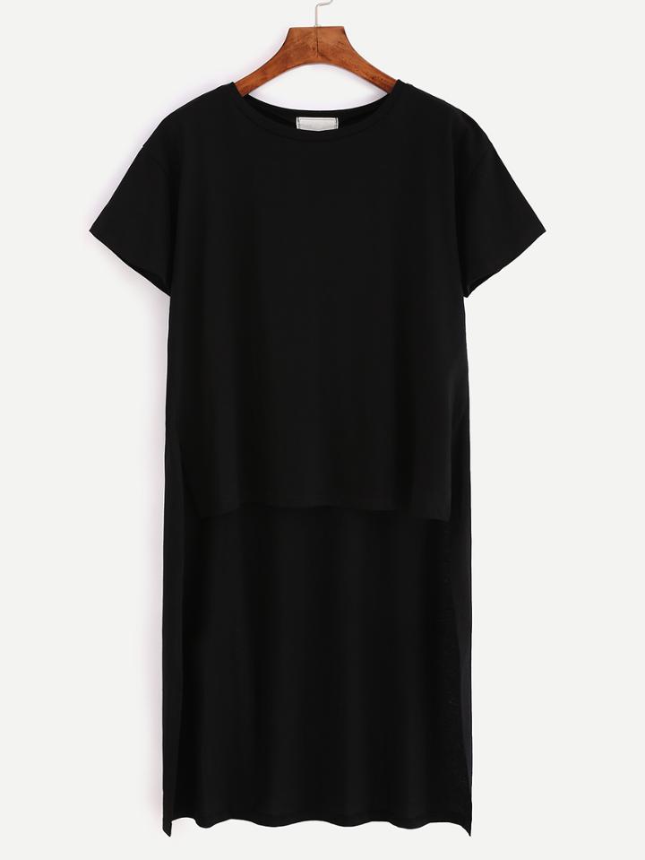Shein Dip Hem Split Side T-shirt