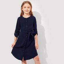 Shein Girls Button Up Belted Dress