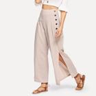 Shein Double Button Pleated Split Wide Leg Pants