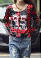 Rosewe Long Sleeve Mesh Splicing Printed T Shirt