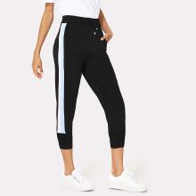Shein Stripe Contrast Drawstring Waist Pants