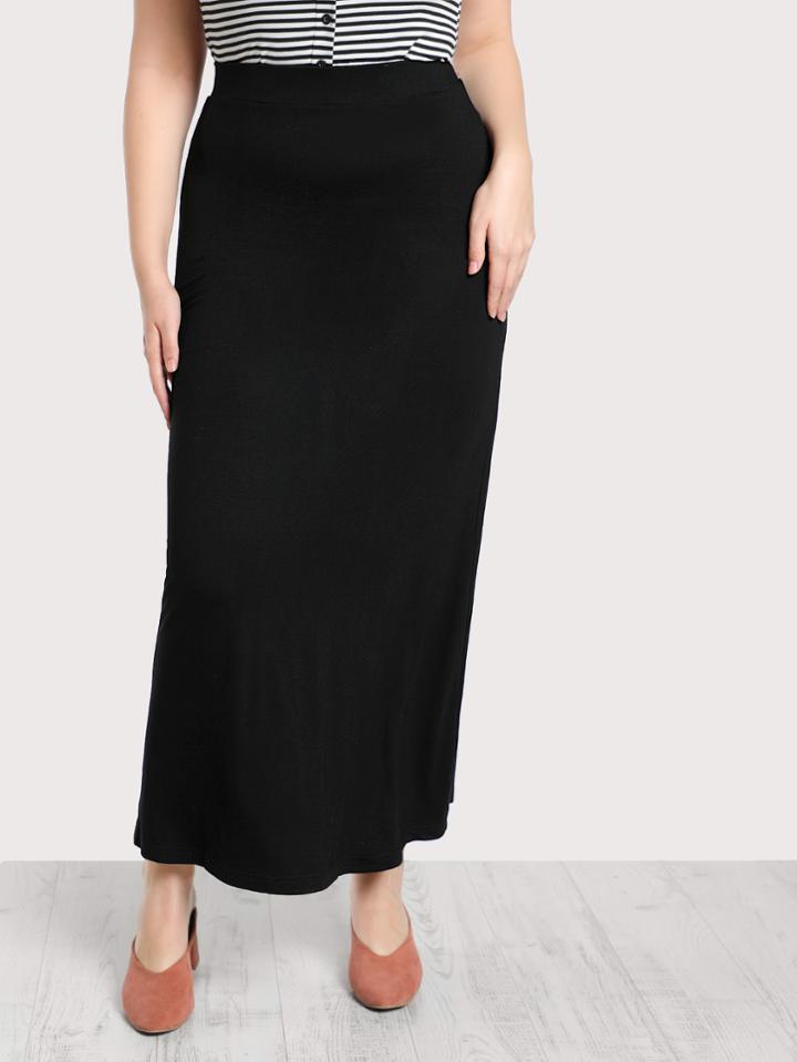 Shein Solid Knit Column Skirt