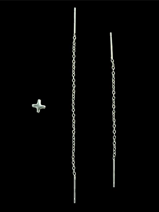Shein Silver Simple Long Chain Earrings For Women