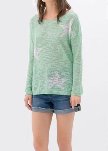 Rosewe Comfortable Round Neck Long Sleeve Woman Sweater Green