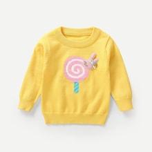 Shein Toddler Girls Patched Detail Lollipop Pattern Jumper