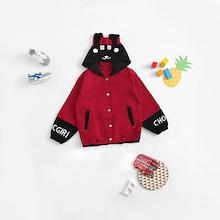 Shein Girls Cartoon & Letter Print Knot Detail Outerwear