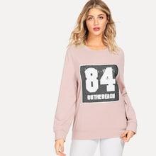 Shein Drop Shoulder Sequin Patch Sweatshirt