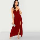 Shein Bandeau Off Shoulder Split Solid Dress