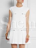 Shein White Cap Sleeve Zipper Dress
