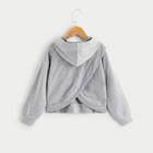 Shein Girls Drop Shoulder Wrap Back Heathered Hoodie
