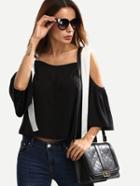 Shein Black Cold Shoulder Backless Blouse