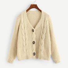 Shein Single Breasted Cable Knit Coat