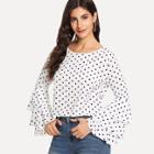Shein Tiered Sleeve Dot Print Blouse