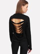 Shein Contrast Striped Ripped Back Sweatshirt