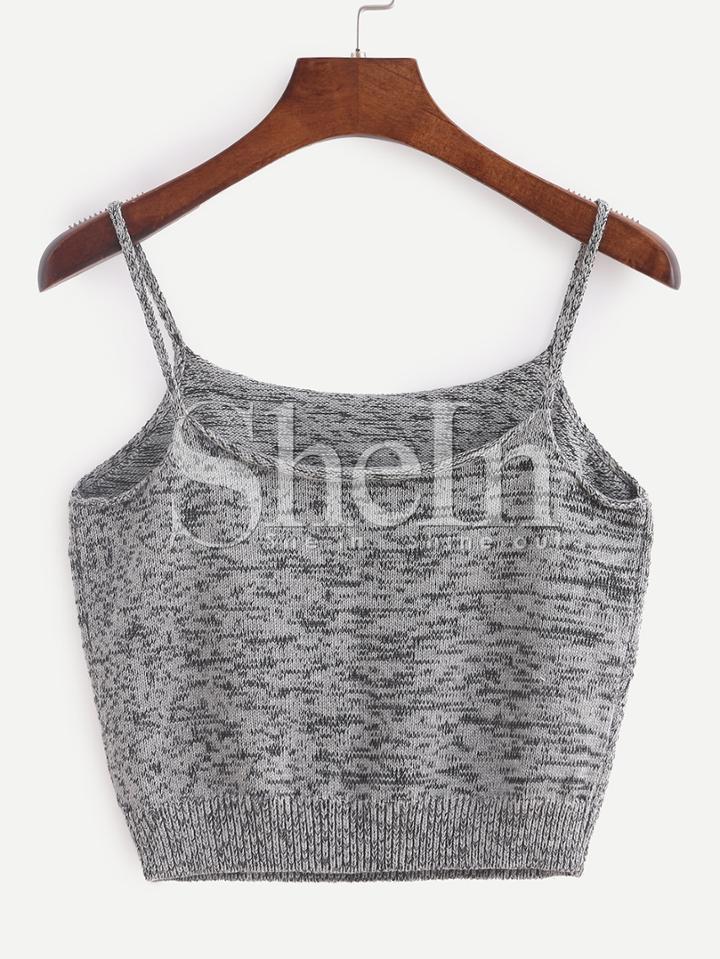 Shein Grey Scoop Neck Crop Cami Top