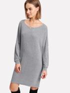 Shein Drop Shoulder Pocket Detail Heathered Tee Dress