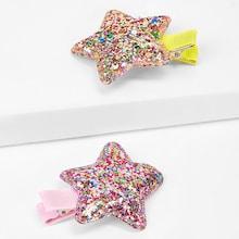 Shein Girls Star Shaped Glitter Hair Clip 2pcs