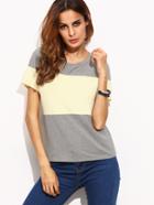 Shein Color Block Round Neck Short Sleeve T-shirt