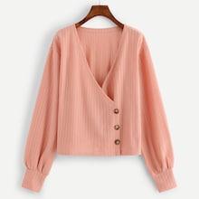 Shein Button Detail Wrap Blouse