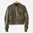 Shein Ruched Sleeve Single Breasted Bomber Jacket