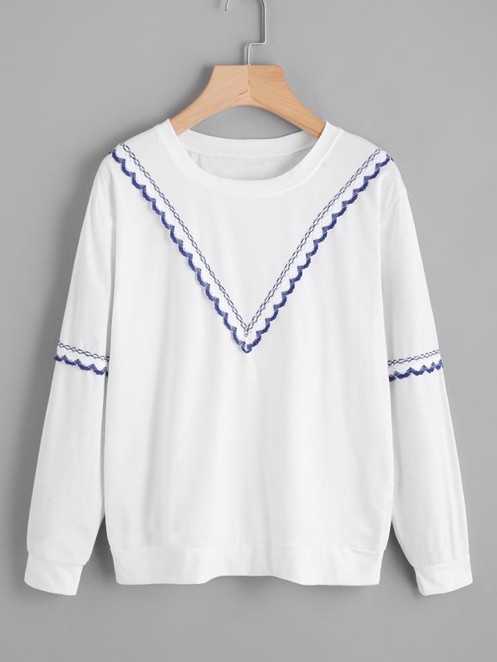 Shein Ribbon Contrast Front Tee