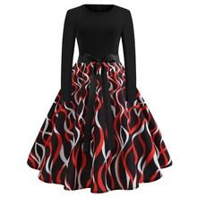 Shein 50s Self Tie Random Striped Print Flared Dress