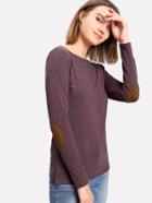 Shein Contrast Elbow Patch Marled Tee