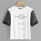 Shein Fringe Detail Letter Print Tee